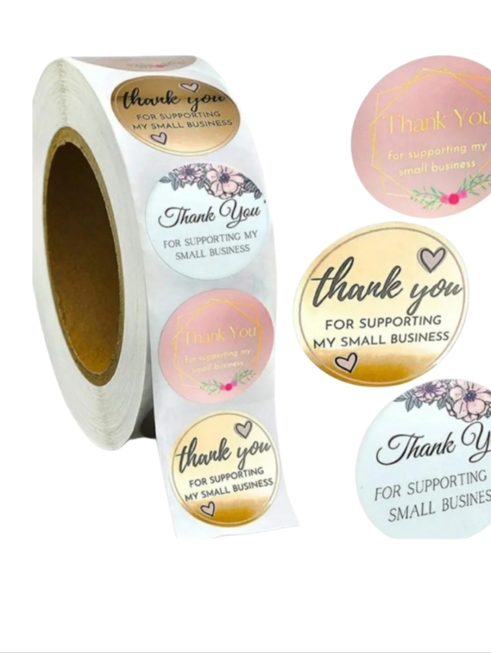 NEW 500-Pc Roll Thank You For Supporting My Small Business Stickers